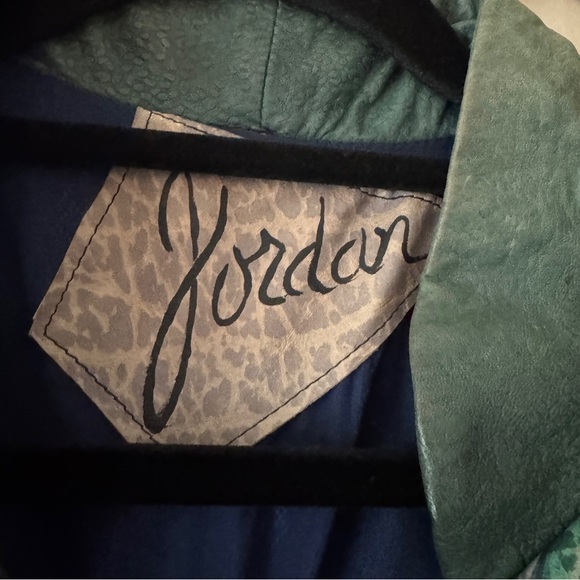 Vintage 90s 80s hand painted leather tassel denim jacket. Size L - Picture 5 of 11